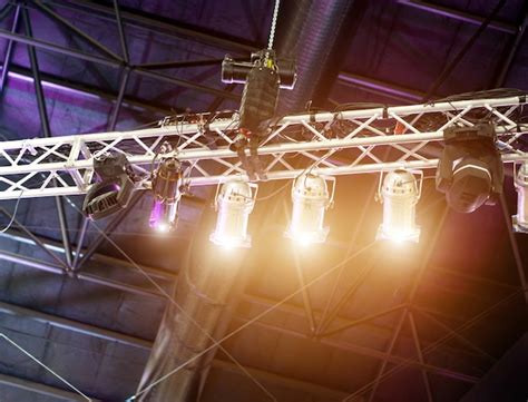 Multiple led lights equipment on concert stage. | Premium Photo