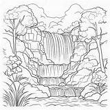 Waterfall Coloring Pages sketch template
