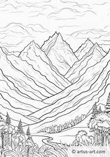 Coloring Mountain Mountaineer Pages Cartoon Mountains Drawing  sketch template