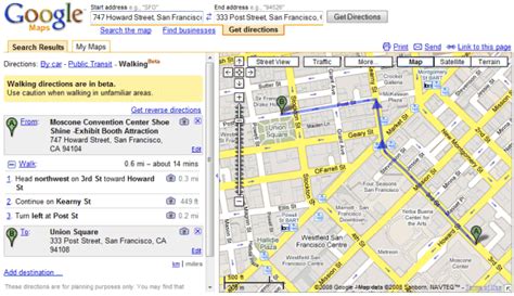Walking Directions in Google Maps