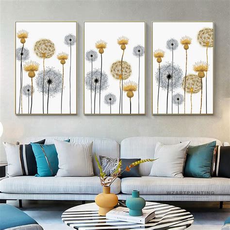 Frame Wall Art Set of 3 Nordic Style Dandelion Plant Canvas | Etsy