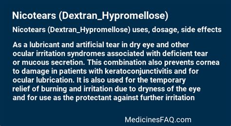 Nicotears (Dextran_Hypromellose): Uses, Dosage, Side Effects, FAQ ...