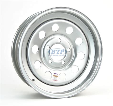 Trailer Wheel 14 inch Silver Modular Steel 5 Lug Rim 5 on 4 1/2