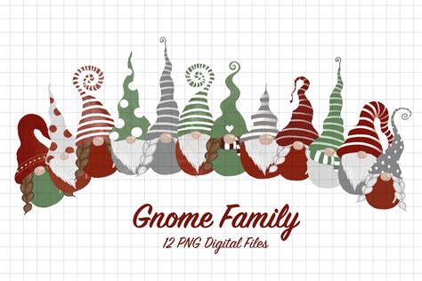 Gnome Family Clipart Digital Files, Boy Girl Mum Dad Gnome Family 12 ...