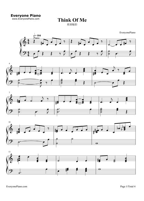 Think of me sheet music lower - inteldarelo