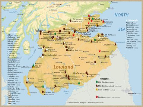 Chart 12: Region Lowland (Malt Distilleries (working/ in planning/ closed); Grain Distillery ...