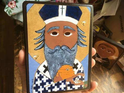 4 X 6 ish inch Saint Ambrose Folk Byzantine Icon on Wood | Peter’s Square