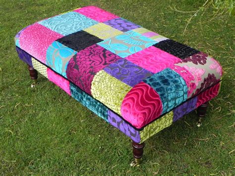 Patchwork Footstool by Katie Moore designers guild fabrics Patchwork Sofa, Patchwork Upholstery ...