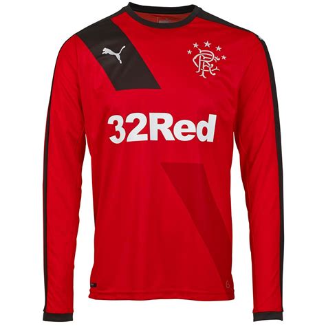 Puma Glasgow Rangers FC Away Jersey 2015 2016 Long Sleeved Mens Red ...