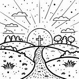 A Cross In Calvary Isolated coloring Page For Kids Depicting  sketch template