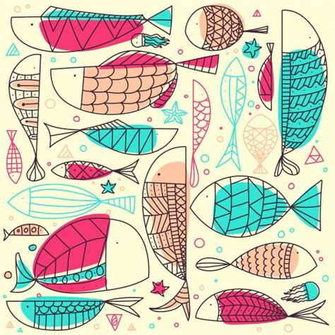 Fish Pattern Hand Drawn Doodle. | How to draw hands, Draw doodles, Drawn fish