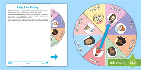 Today I Am Feeling...Spin Wheel Activity (teacher made)