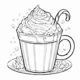 Download Coloring Page Cup Of Hot Cocoa With Whipped Cream And Candy  sketch template
