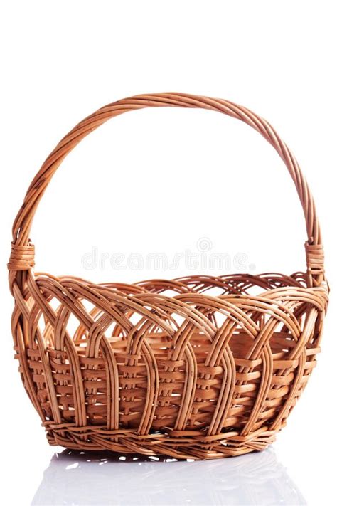 Empty Wicker Basket Isolated on White Stock Photo - Image of natural, traditional: 125384554