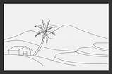 mountain And Home Black White Vector Illustration For coloring  sketch template