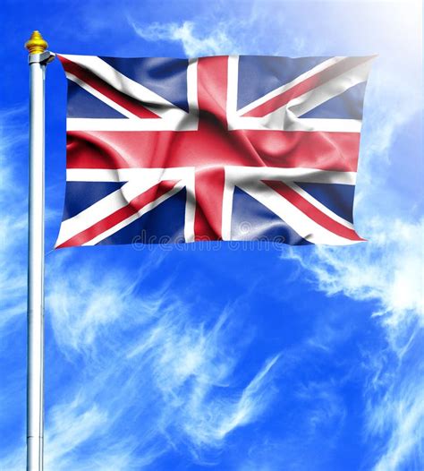 Blue Sky and Mast with Hanged Waving Flag of Great Britain Stock Illustration - Illustration of ...