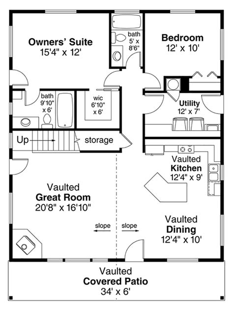 House Plan 035-00823 - Cabin Plan: 1,360 Square Feet, 2 Bedrooms, 2 Bathrooms | Cottage floor ...