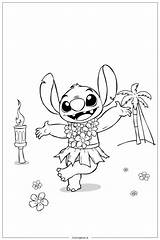 Stitch Dancing In A Hawaiian Luau Coloring Page Free PDF&ampPNG Printable sketch template