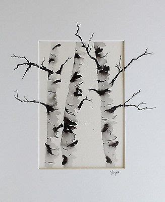 Black And White Birch Tree Painting at PaintingValley.com | Explore ...