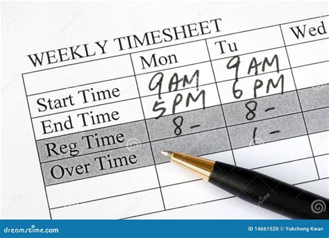 Filling the Weekly Time Sheet Stock Photo - Image of bill, time: 14661520