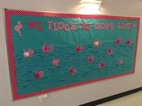 We Flock to God's Love Flamingo Bulletin Board Bulletin Board Design, Church Bulletin Boards ...