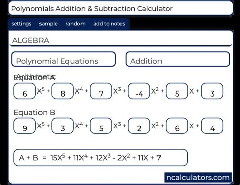 Polynomials Addition Calculator