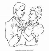 Romantic Dance Couple Coloring Page Stock Vector Royalty Free  sketch template
