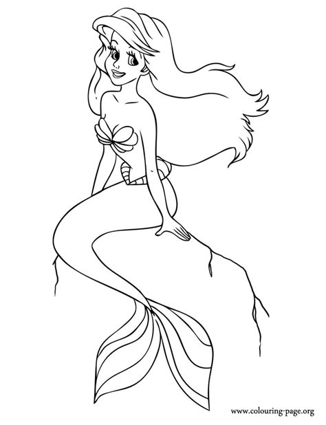 Little Mermaid On Rock Coloring Page