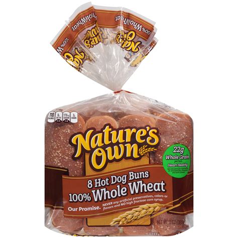 Nature's Own® 100% Whole Wheat Hot Dog Buns 8 ct Bag - Walmart.com