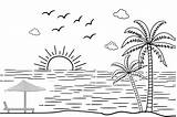 Line Art Beach Coloring Page Elements Graphic By Nurearth · Creative  sketch template