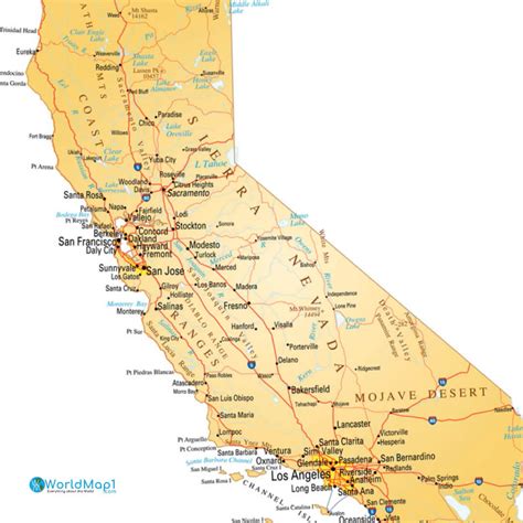 California Free Printable Map