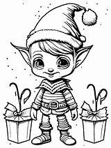 Christmas Elves Coloring Page · Creative Fabrica sketch template
