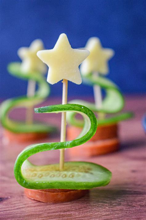 Cucumber Christmas Tree Skewers - The Jam Jar Kitchen