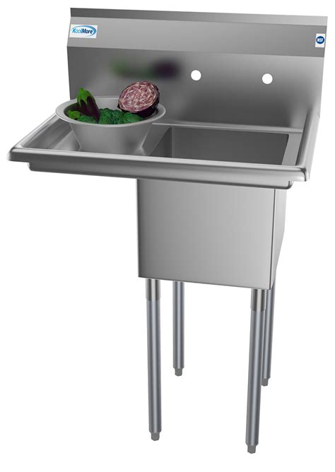 Stainless Steel Kitchen Sink 2 Bowl with Drainboard Commercial Prep ...