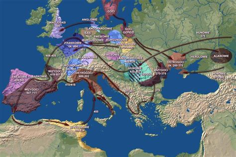 Migrations in Europe c. AD 350 - 600. Source: wikipedia | Archaeology ...