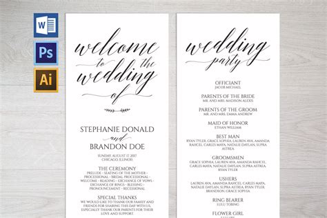 Wedding Program Template (126940) | Card Making | Design Bundles