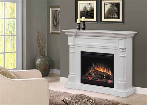 Dimplex Winston Mantel Electric Fireplace With Logs, White - Fireplacess.com