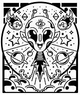 Must Know Trippy Alien Coloring Pages Ideas  Cosjsma sketch template