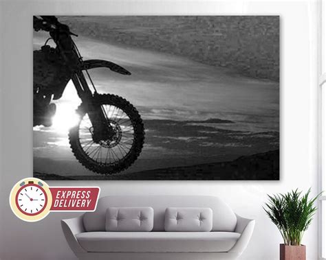 Motorcycle Silhouette at the Sunset Dirt Bikes Canvas | Etsy