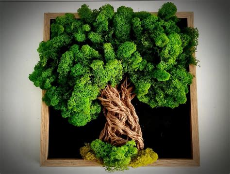 Tree Reindeer Moss Arrangement Preserved Moss Wall Art - Etsy