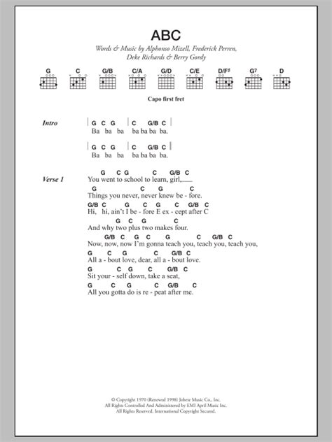 ABC by The Jackson 5 - Guitar Chords/Lyrics - Guitar Instructor