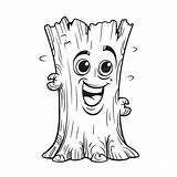 Cute Tree Stump Cartoon Coloring For Page Outline Sketch  sketch template
