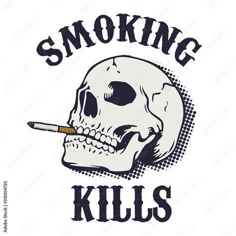 Smoking kills. Human skull with cigarette isolated on white back Stock Vector | Adobe Stock