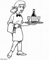 Waitress Is Smiling coloring Page sketch template
