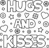 Hugs And Kisses Coloring page Printable sketch template