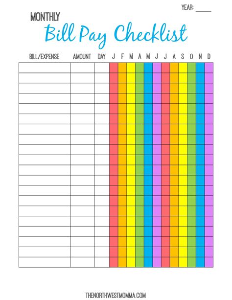 Printable Spreadsheet For Monthly Bills throughout Free Bill Paying Organizer Template Yearly ...