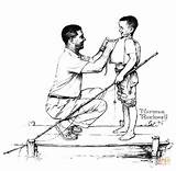 Boy And Dad On Dock By Norman Rockwell coloring page  Free Printable sketch template