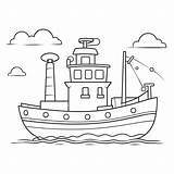 Boat Outline For Coloring With Clouds Cloud Drawing  sketch template