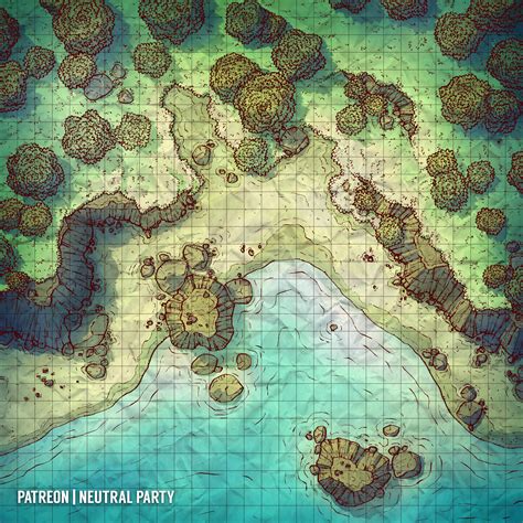 [OC][Art] Rocky Shoreline Battlemap : r/DnD