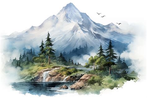 Mountain Watercolor Landscapes 24 High Quality PNG Images - Etsy